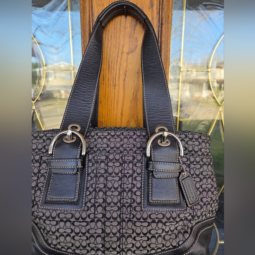 Coach 2007 Soho Signature Canvas Black/Brown Micro C Shoulder Bag
